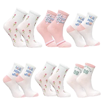 Dámské ponožky PeSaiL Dámské kotníkové ponožky bavlna Mulu- MQ7031 ( 6 párů/balení ) Barva: Mix barva, Velikost: 35-38