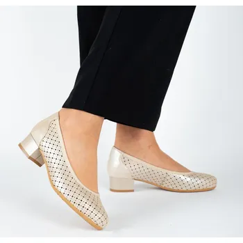 Dámské lodičky Dámské zlaté kožené perforované lodičky Letizia Velikost: 39