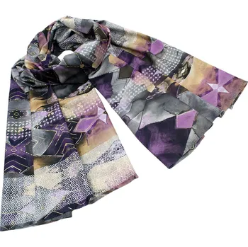 Šála Maxi šála - fialová s abstraktním potiskem