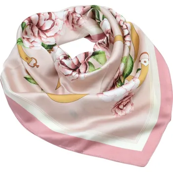 Šátek Šátek - růžový s květinovým potiskem