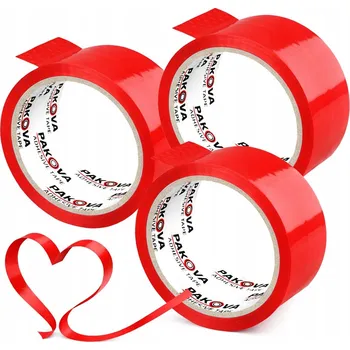 Balicí páska Pakova červená, šířka 48 mm, délka 45 m, 3 ks