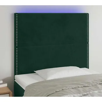 vidaXL Čelo postele s LED 90x5x118/128 cm samet [3122321] Barva: Tmavě zelená