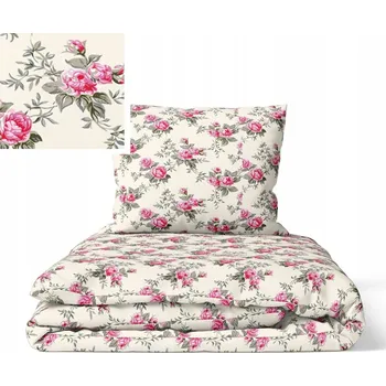 Povlečení Sada povlečení z KŮRY 160x200cm, Bavlna, vzor: Růžičky od babičky růžové