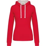 K465 mikina s kontrastní kapucí dámská S red/white