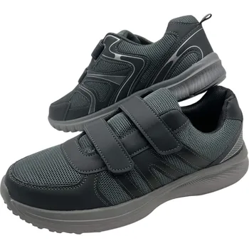 Pánské tenisky Sport Pánské šedé tenisky na suchý zip 01 Barva: Šedá, Velikost: 44