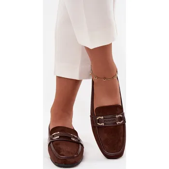 Dámské mokasíny Mokasyny Loafersy Dámské S Ozdobným Prvkem Čokoládové Evelora 37