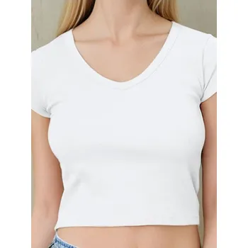 Dámské tričko Sinsay - Základní žebrované tričko - bílá - 764BB-00X - 764BB-00X-M