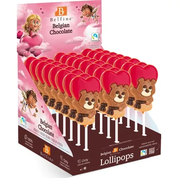 Bonbon Belgian Belgické čokoládové lízátko Medvídek se srdíčkem 25g