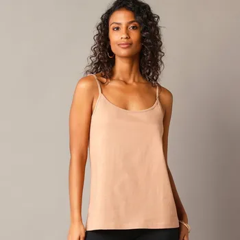 Dámská móda Top s úzkými ramínky hnědošedá 46/48