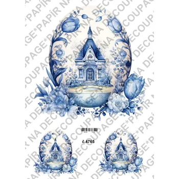 Výtvarný papír Rýžový a soft papír na decoupage - Velikonoce modré - KB4765 Materiál: Soft, Rozměr: A4