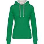 K465 mikina s kontrastní kapucí dámská XL light kelly green/white