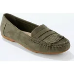 Mokasíny z imitace semiše khaki 40