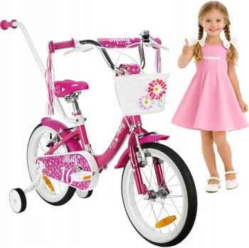 Dětské kolo DĚTSKÉ KOLO 16 PALCŮ HLINÍKOVÉ KOLO PRO DÍVKU S VODICÍ TYČÍ