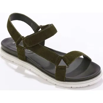 Dámské sandále Sportovní sandály na suchý zip, kůže s certifikátem LWG khaki 37