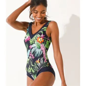 Dámské plavky Jednodílné plavky s potiskem Banna nám. modrá/vícebarevná 40