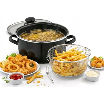 Hrnec Smaltovaný Hrnec na hranolky se sítkem a poklicí Tadar 3,2 l