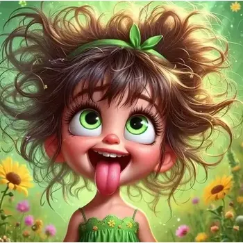 Diamantové malování Diamantové malování/Homfun - Bláznivá holka + perleťové kamínky (30x30)