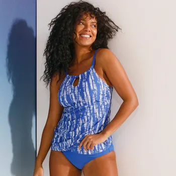 Dámské plavky Tankiny top Gamao s potiskem, pro ženy po operaci prsu modrá/režná 40