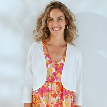 Jednobarevné bolerko s 3/4 rukávy režná 34/36