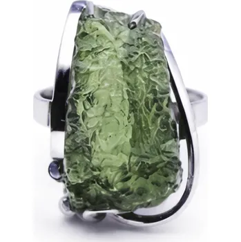 Prsten Stříbrný prsten s vltavínem 2,3 cm x 1,1 cm