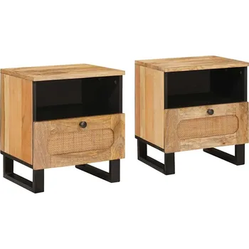 Noční stolek vidaXL Noční skříňka se zásuvkou 2 pcs Přírodní 40 x 33 x 46 cm [4018051]