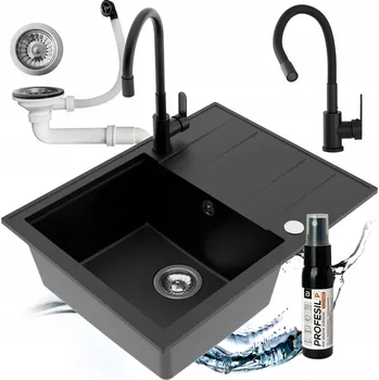 Granitový dřez Jednokomorový granitový dřez Miló Emporio černý