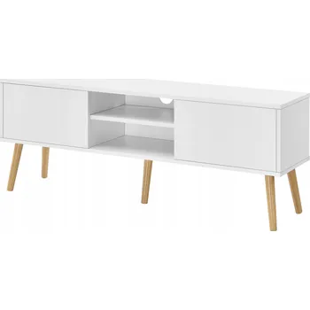 Televizní stolek TV stolek s dvířky a policemi Bílý