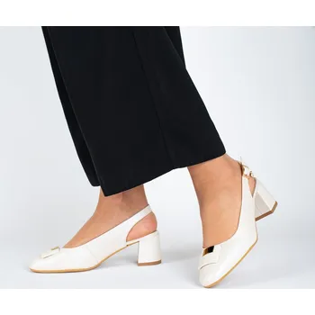 Dámské lodičky Dámské krémové kožené lodičky s otevřenou patou Letizia Velikost: 36