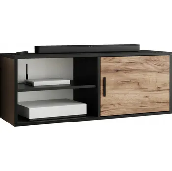 Televizní stolek TV stolek DIO 2 černý + dub craft zlatý s otevřenou policí pod televizor