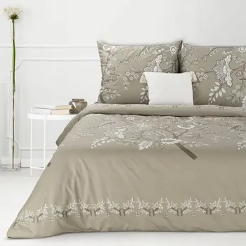 Povlečení Povlečení bavlněné 160x200 béžové květiny Sara