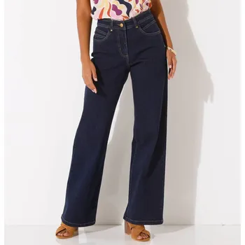 Dámské kalhoty Široké denimové kalhoty s 5 kapsami tmavě modrá 38