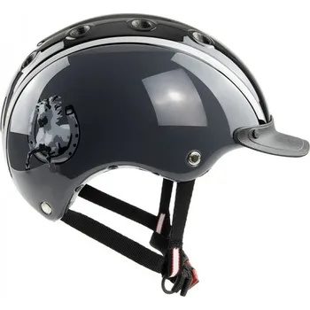 Jezdectví Dětská jezdecká helma CASCO NORI Horse shoe, šedá Barva: Tmavě šedá, Velikost: S