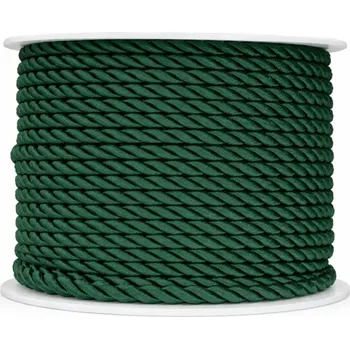 Stuha Provázek kroucený TwistCord Forest Green tmavě zelený 3mm x 4m (6,-Kč/m) (Provázek dekorační, atlasový, kroucený, tmavě zelený)
