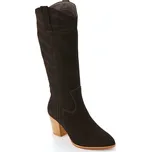 Kožené vysoké kovbojské kozačky na podpatku černá 37