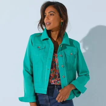 Bunda na knoflíky, s ozdobnými sámky smaragdová 50