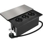 Solight 3 zásuvky, s posuvným krytem, 2 m (PP128) stříbrný