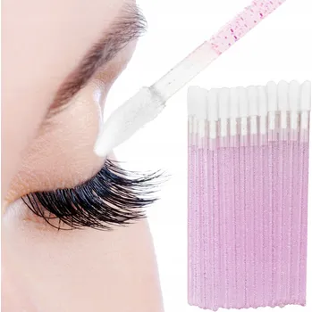 Přípravek na rty Purelac Velurové Aplikátory na Rty, Řasy, Obočí a Lesk na Rty, 50 ks, Pink Glitter (Růžové s třpytkami)