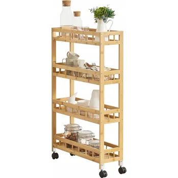 Servírovací stolek Kuchyňský pojízdný vozík Pyhäjoki 96x60x18 cm Bambus