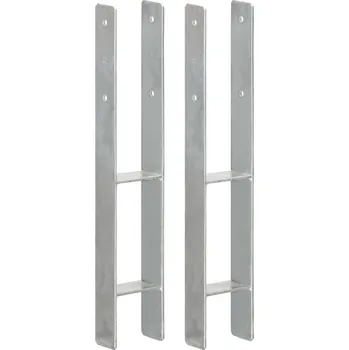 Příslušenství pro plot vidaXL Plotové kotvy 2 ks stříbrné 9 x 6 x 60 cm pozinkovaná ocel [145299]