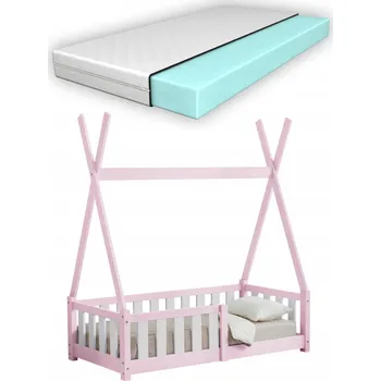 Dětská postýlka s matrací 70x140 cm růžová
