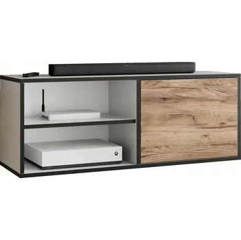 Televizní stolek TV stolek COSO 2 bílý + dub craft zlatý s otevřenou policí pod televizor