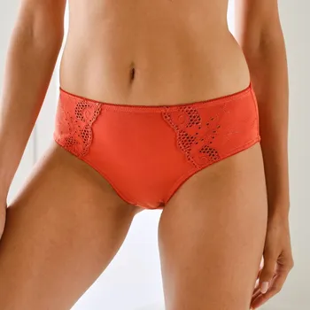 Dámská móda Sada 2 jednobarevných kalhotek midi Olbia zn. Confidence Lingerie® s ažurovou výšivkou cihlová 50/52