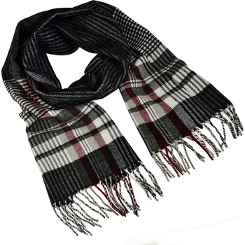 Šála Teplá šála - černobílá kostkovaná