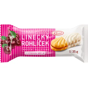 Trvanlivě pečivo Klasa Linecký rohlíček v jogurtové polevě, višňová náplň 35g