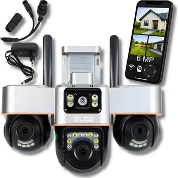 Bezpečnostní kamera Blow V-336B WiFi IP kamera 6MP se třemi objektivy a PTZ