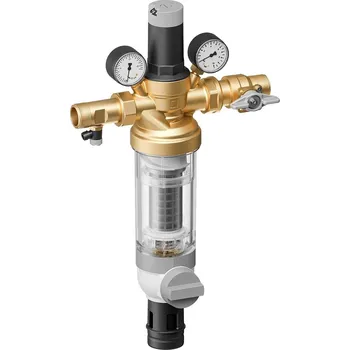 Filtrace vody HONEYWELL Domovní filtrační stanice s redukčním ventilem, voda do 40°C, výstupní tlak 1,5 - 6 bar, PN16, filtrační vložka 100 µm, DN32, připojení šroubením 1 1/4" - bezolovnaté provedení, bez uzavírky