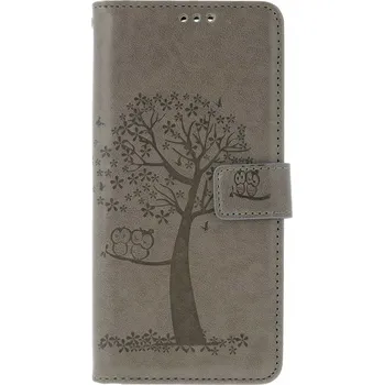 Pouzdro na mobilní telefon Pouzdro Xiaomi Redmi 15 knížkové Šedý strom sovičky (kryt neboli obal na Xiaomi Redmi 15)