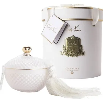 Svíčka Côte Noire - Round Art Deco svíčka White & Gold, Čaj z květů jasmínu