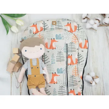 2.jakost | Podložka do kočárku prodloužená (Foxes, modrý fleece)