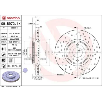 Brzdový kotouč BREMBO 09.B972.1X Brzdový kotouč (09.B972.1X)
